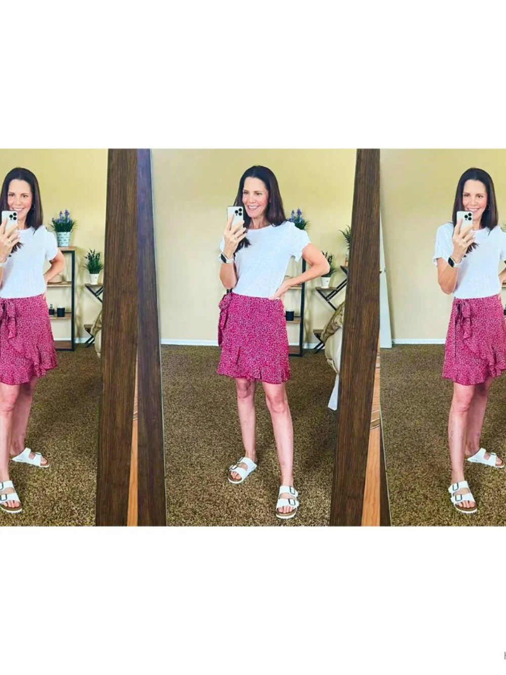 Women's Floral Wrap Mini Skirt High Waist Ruffle Hem Polyester Summer